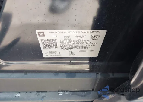 2020 Chevrolet Equinox Awd Lt 1.5L Turbo from USA, damaged, VIN 2GNAXUEV6L6183614